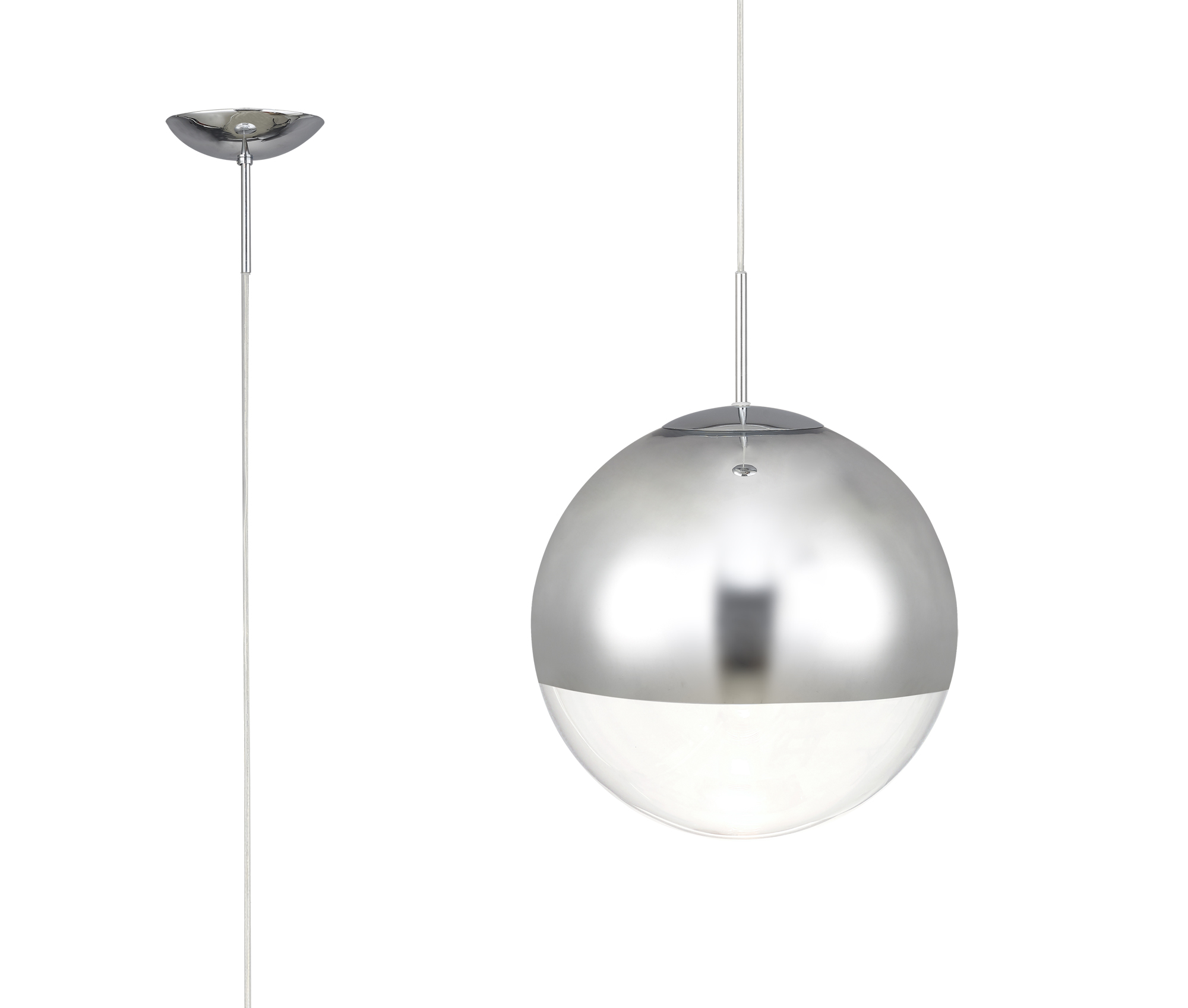 D0124  Miranda 25cm Glass Pendant 1 Light Polished Chrome
